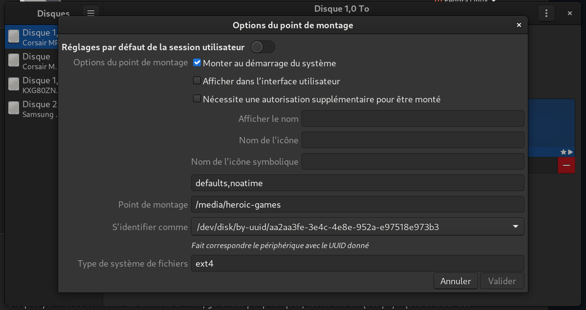 Configurer le montage automatique