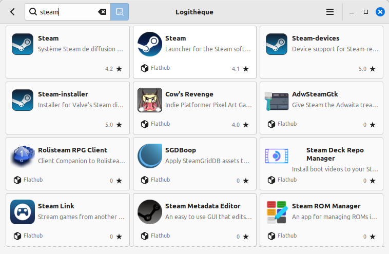 Recherche de Steam